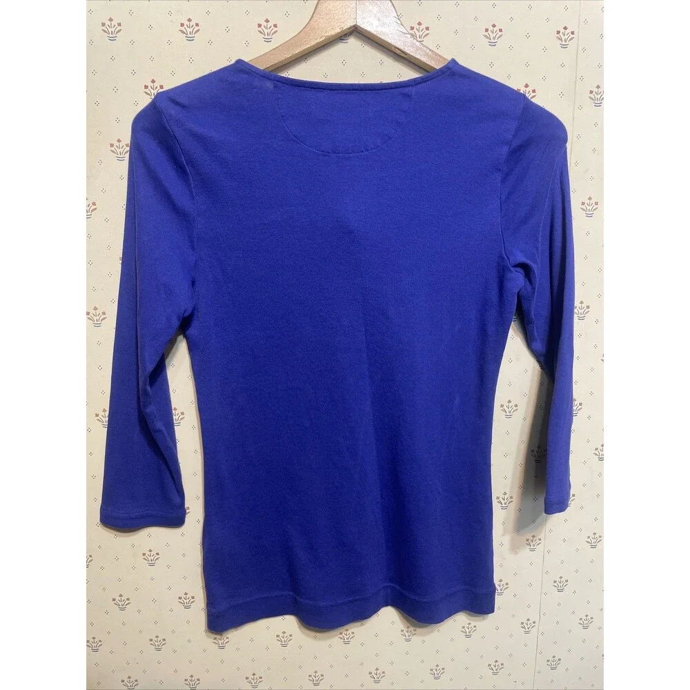 Ralph Lauren Top Pullover Layer Twilight Bella Small Petite Henley - Picture 5 of 5
